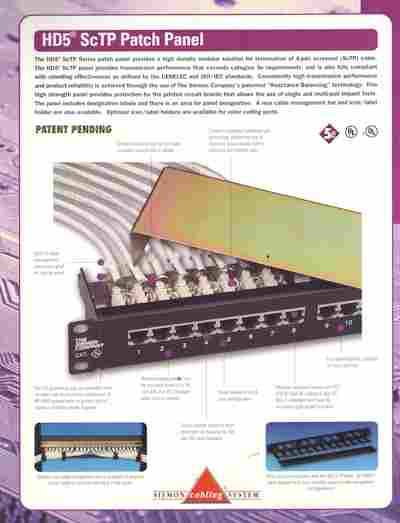 Буклет Siemon Cabling System HD5 ScTP Patch Panel, 55-1482, Баград.рф